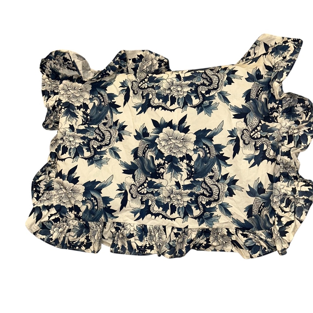 Ralph Lauren Porcelain Blue white Tamarind standard ruffle Sham AS NEW